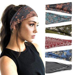 6 Pack Boho Headbands For Women Fashion Wide Headband Yoga Workout Head Bands